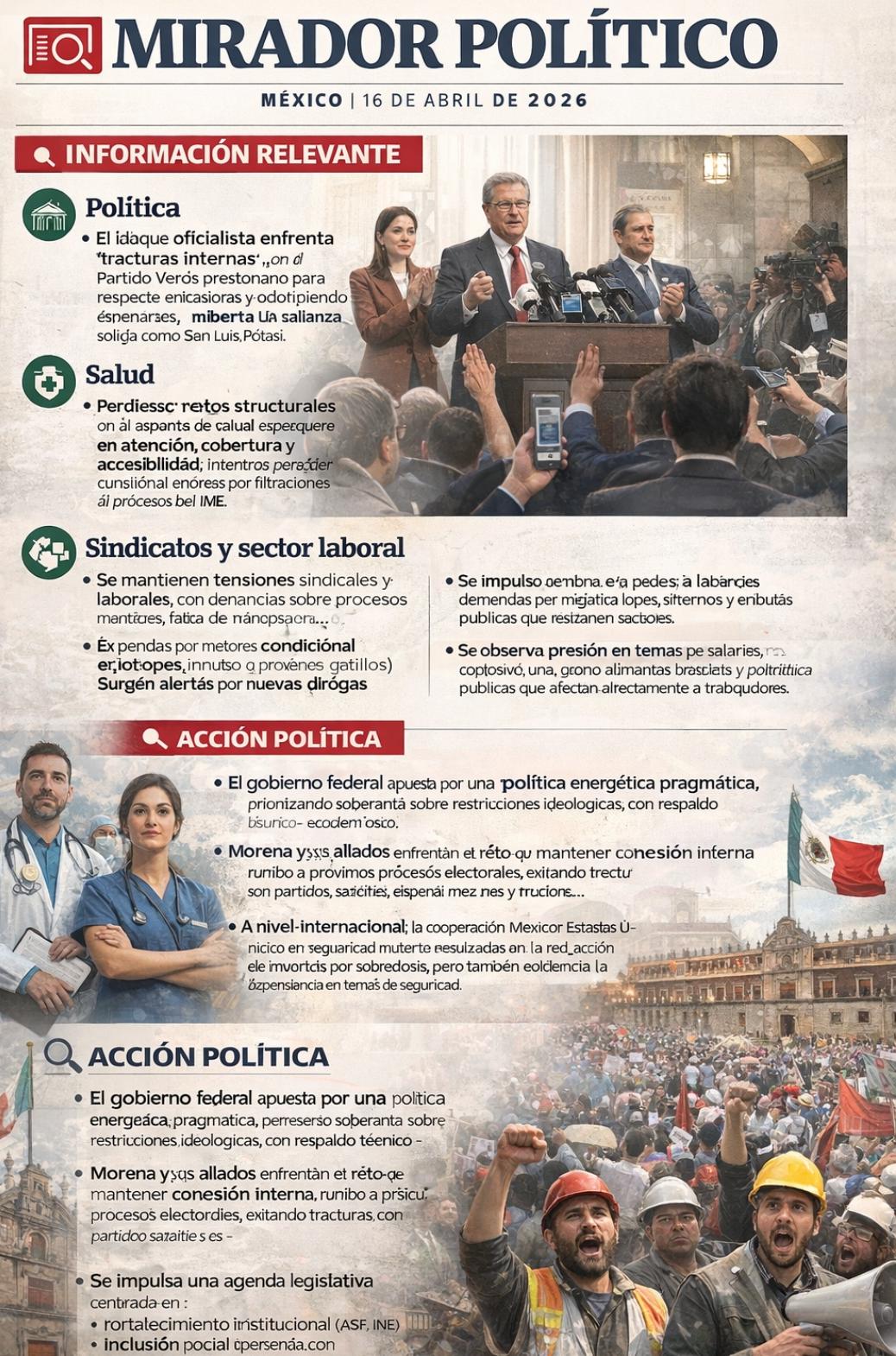 El panorama nacional refleja una etapa de  política, redefinición energética y salud nacional.